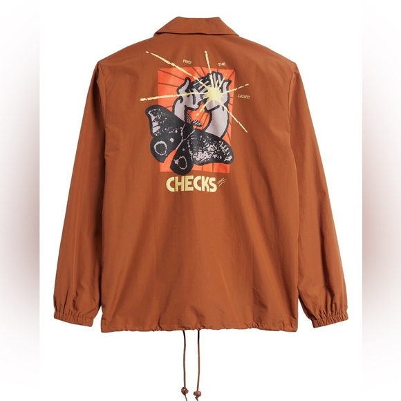 NWT Checks Butterfly Logo Graphic Nylon Jacket in Toasted Coconut Sz S - Picture 5 of 15